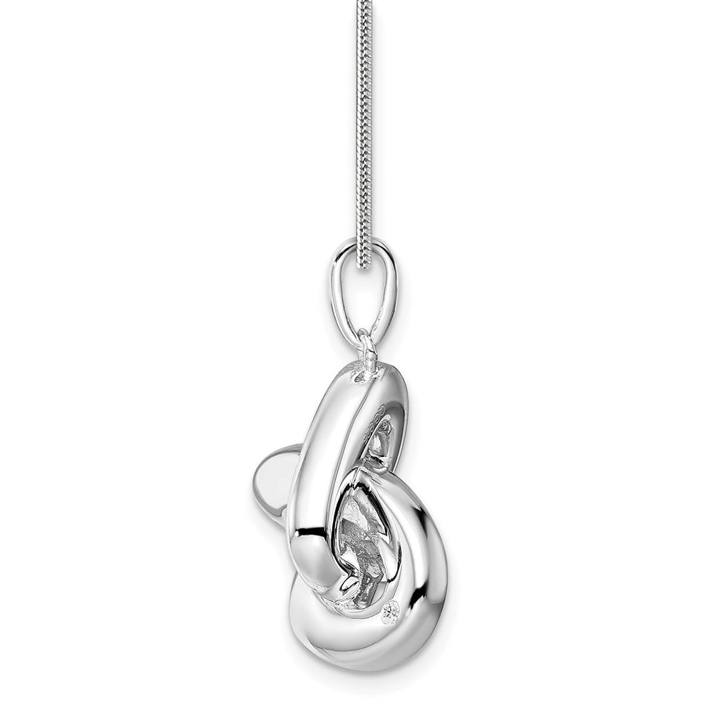 Sterling Silver White Ice Rhodium-Plated 18 Inch Diamond Love Knot Necklace With 2 Extender