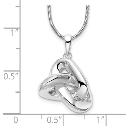 Sterling Silver White Ice Rhodium-Plated 18 Inch Diamond Love Knot Necklace With 2 Extender