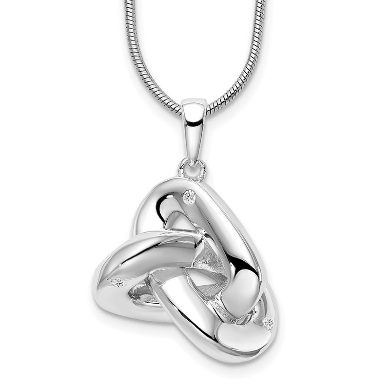 Sterling Silver White Ice Rhodium-Plated 18 Inch Diamond Love Knot Necklace With 2 Extender