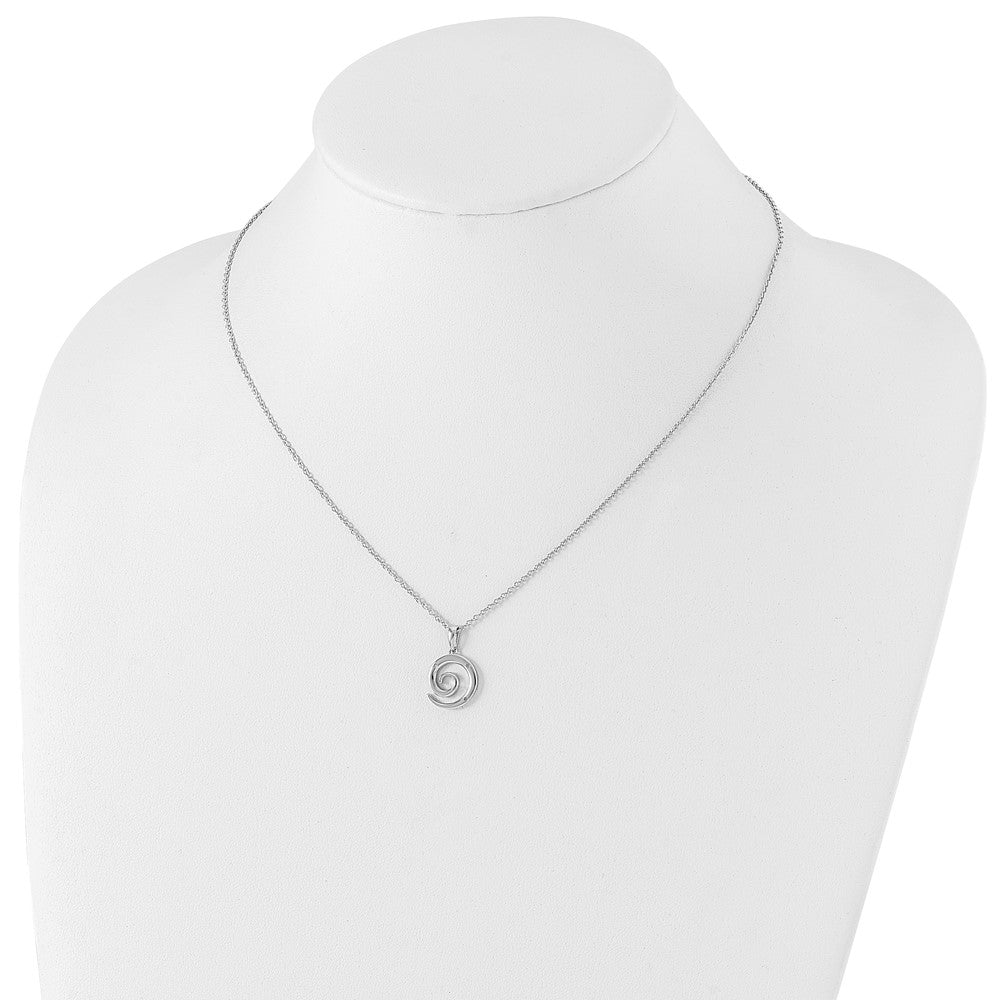 Sterling Silver White Ice Rhodium-Plated 18 Inch Diamond Swirl Necklace With 2 Extender
