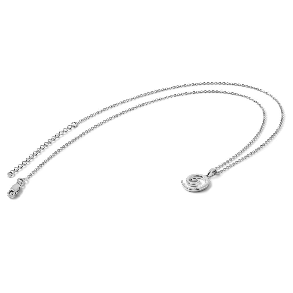 Sterling Silver White Ice Rhodium-Plated 18 Inch Diamond Swirl Necklace With 2 Extender