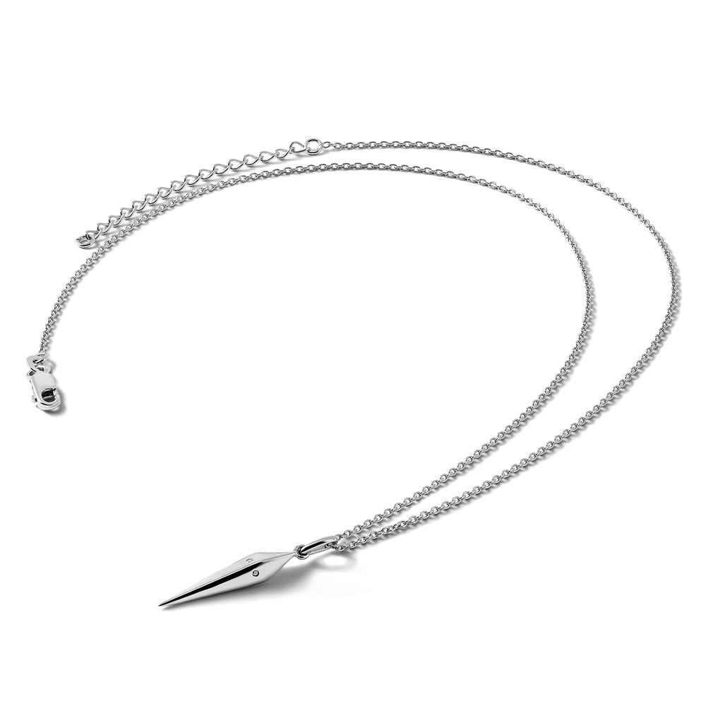 Sterling Silver White Ice Rhodium-Plated 18 Inch Diamond Necklace With 2 Extender