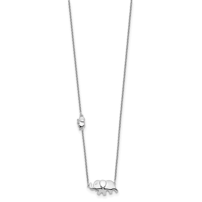 Sterling Silver White Ice Rhodium-Plated 18 Inch Diamond Elephant Necklace