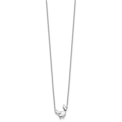 Sterling Silver White Ice Rhodium-Plated 18 Inch Diamond Cat Necklace