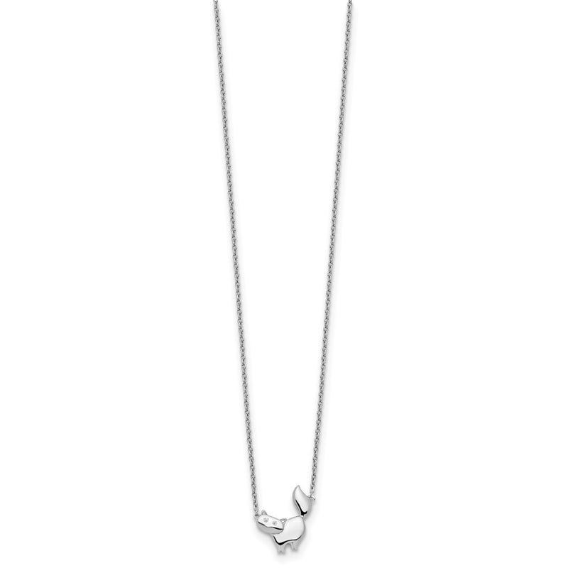 Sterling Silver White Ice Rhodium-Plated 18 Inch Diamond Cat Necklace