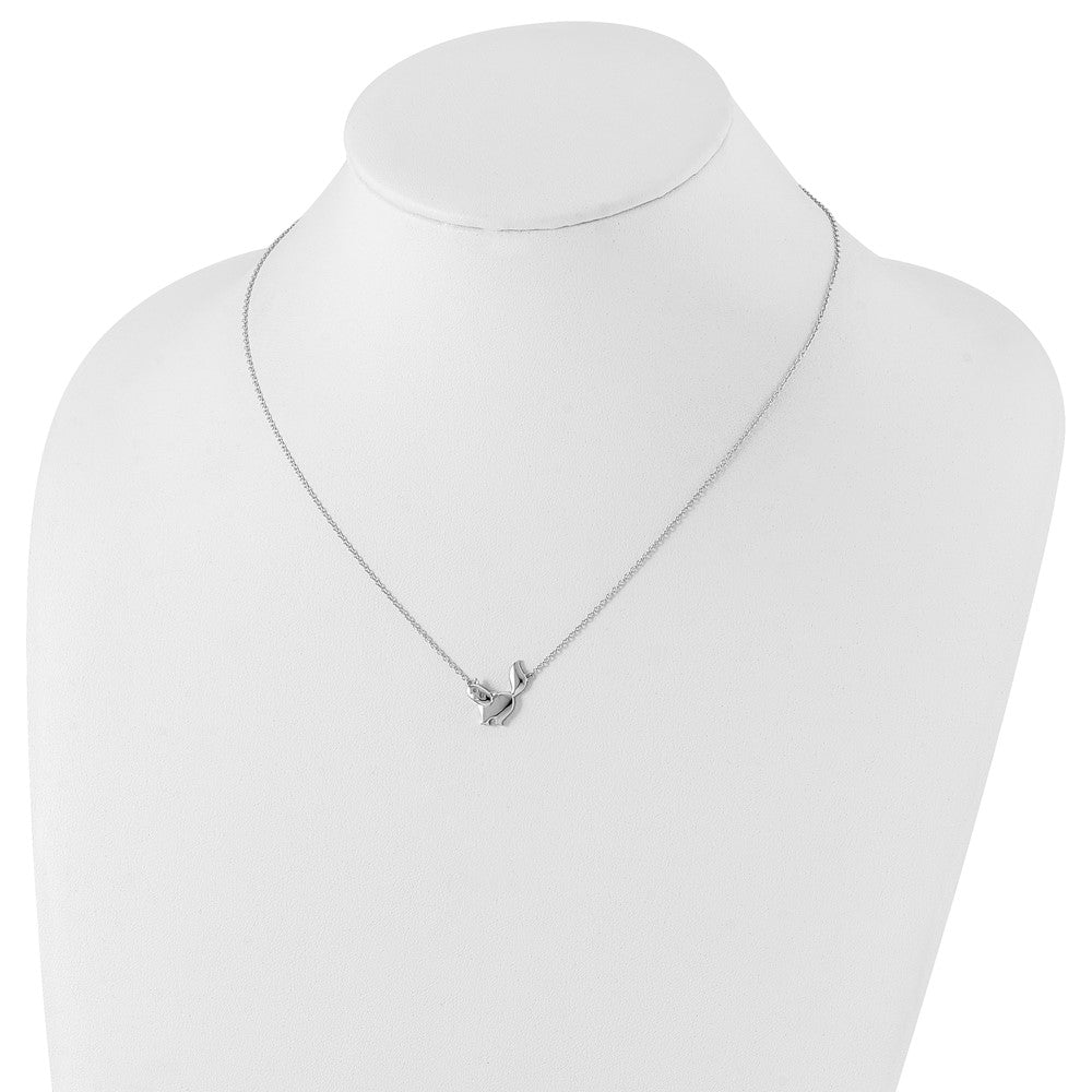Sterling Silver White Ice Rhodium-Plated 18 Inch Diamond Cat Necklace