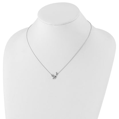 Sterling Silver White Ice Rhodium-Plated 18 Inch Diamond Cat Necklace
