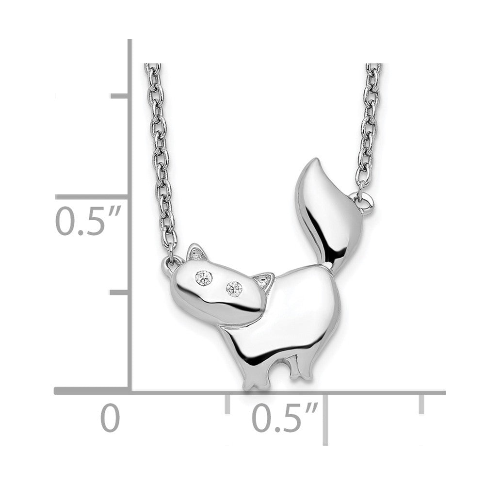 Sterling Silver White Ice Rhodium-Plated 18 Inch Diamond Cat Necklace