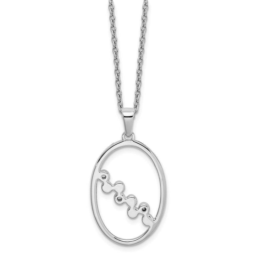 Sterling Silver White Ice Rhodium-Plated 18 Inch Diamond Open Oval Necklace With 2 Extender