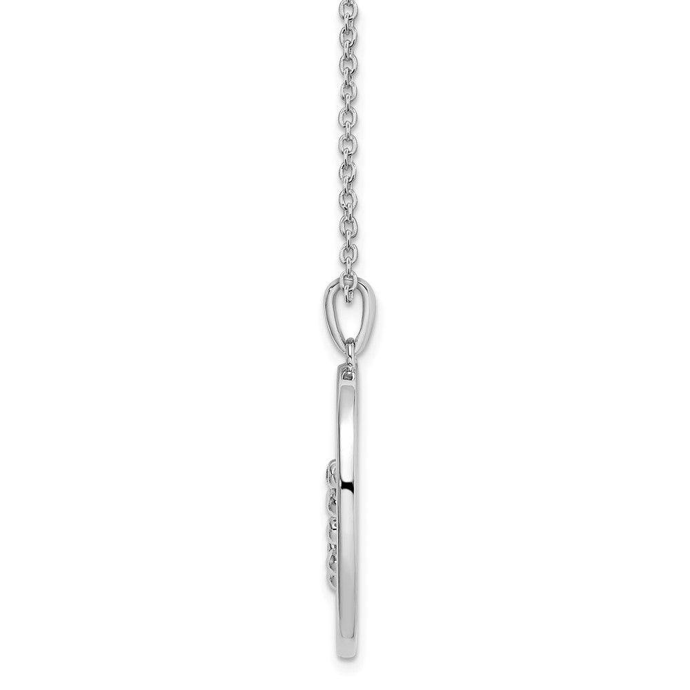 Sterling Silver White Ice Rhodium-Plated 18 Inch Diamond Open Oval Necklace With 2 Extender