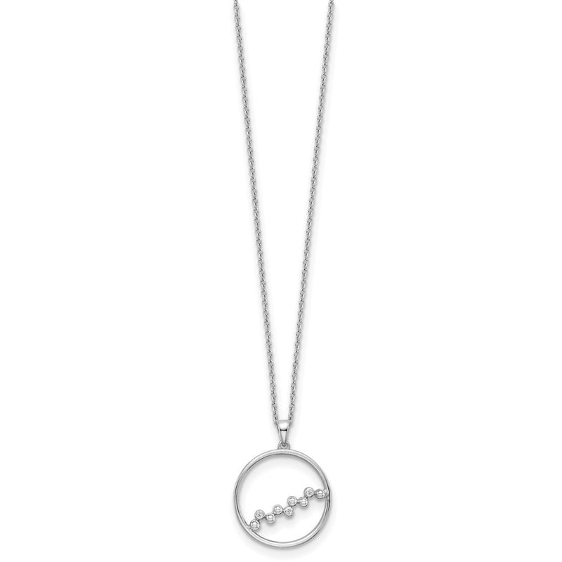Sterling Silver White Ice Rhodium-Plated 18 Inch Diamond Open Circle Necklace With 2 Extender