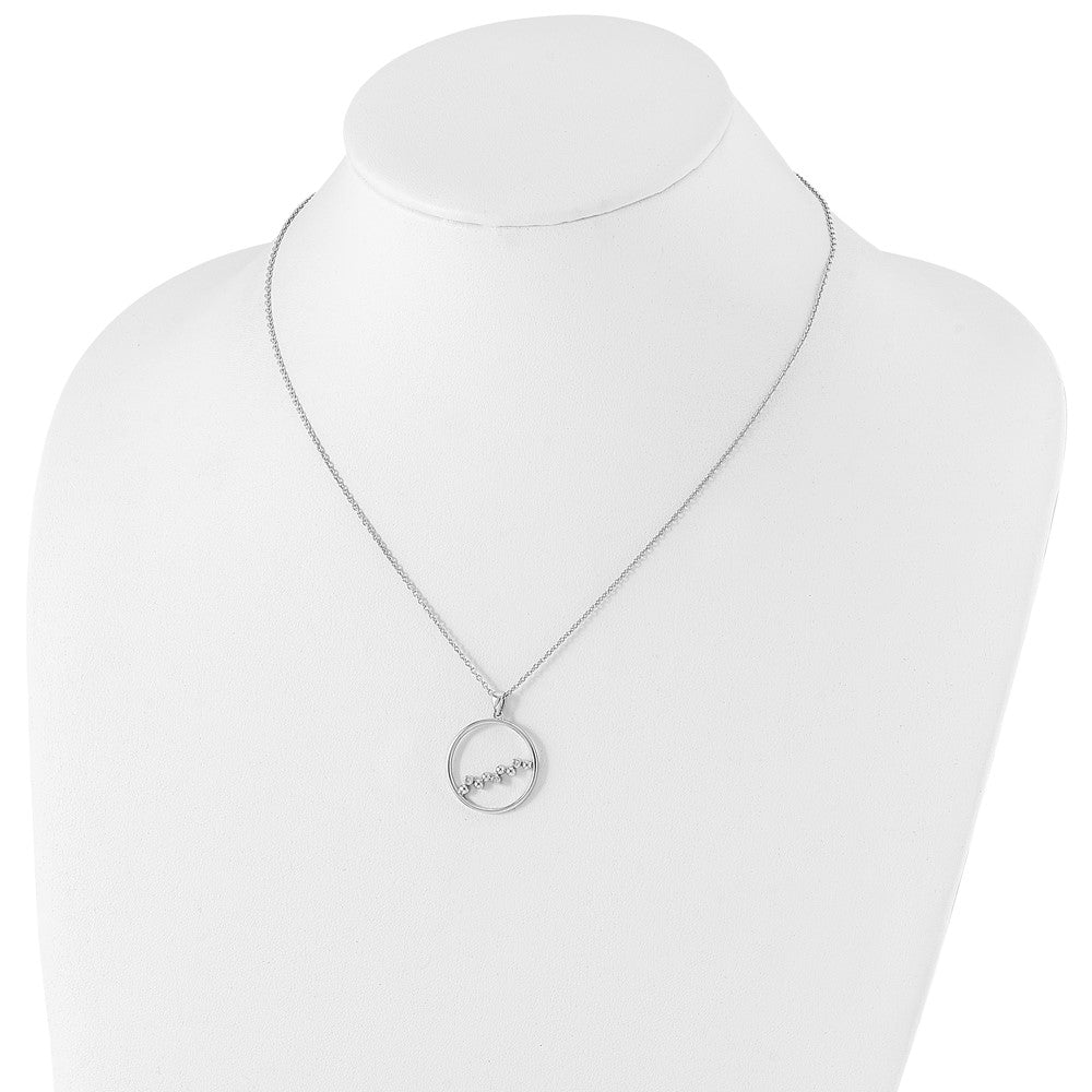 Sterling Silver White Ice Rhodium-Plated 18 Inch Diamond Open Circle Necklace With 2 Extender