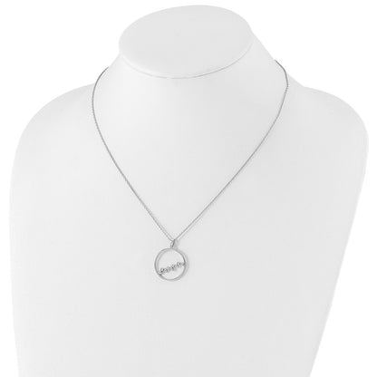 Sterling Silver White Ice Rhodium-Plated 18 Inch Diamond Open Circle Necklace With 2 Extender