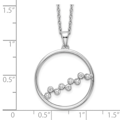 Sterling Silver White Ice Rhodium-Plated 18 Inch Diamond Open Circle Necklace With 2 Extender