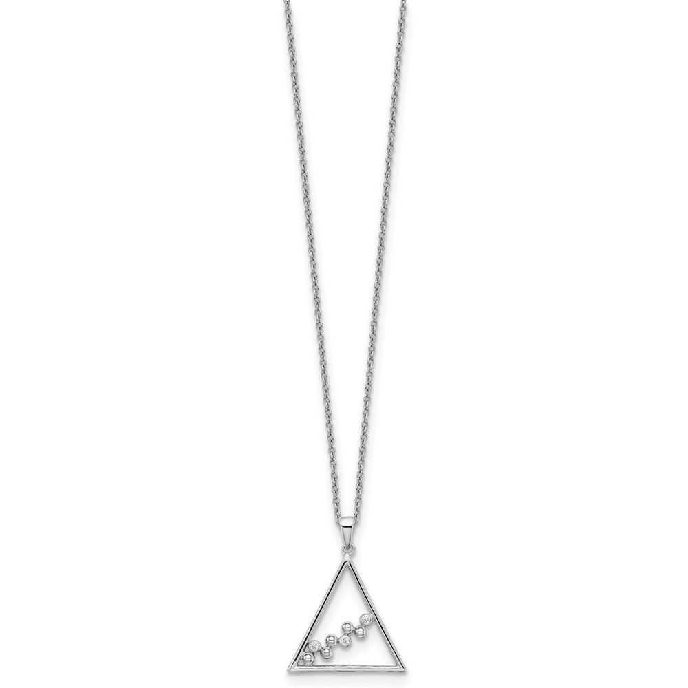 Sterling Silver White Ice Rhodium-Plated 18 Inch Diamond Open Triangle Necklace With 2 Extender