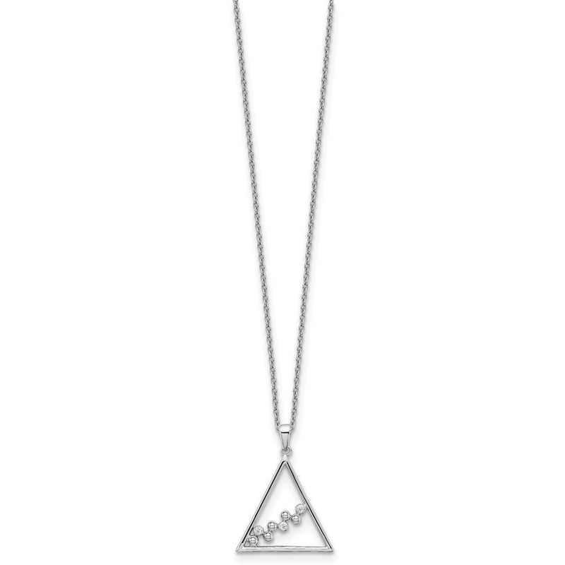 Sterling Silver White Ice Rhodium-Plated 18 Inch Diamond Open Triangle Necklace With 2 Extender