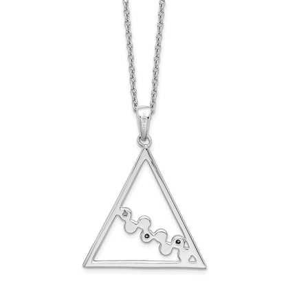 Sterling Silver White Ice Rhodium-Plated 18 Inch Diamond Open Triangle Necklace With 2 Extender