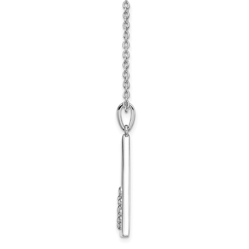 Sterling Silver White Ice Rhodium-Plated 18 Inch Diamond Open Triangle Necklace With 2 Extender