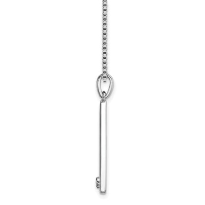 Sterling Silver White Ice Rhodium-Plated 18 Inch Diamond Open Triangle Necklace With 2 Extender