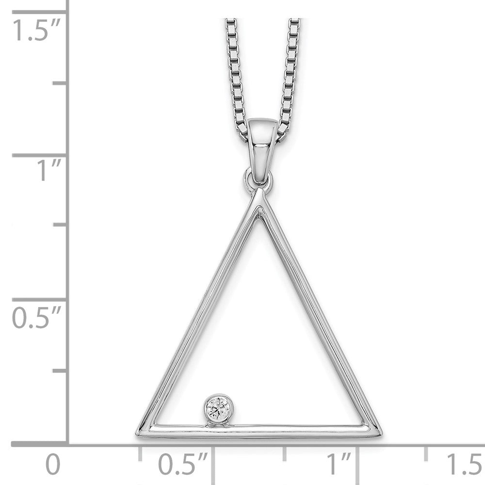 Sterling Silver White Ice Rhodium-Plated 18 Inch Diamond Open Triangle Necklace With 2 Extender