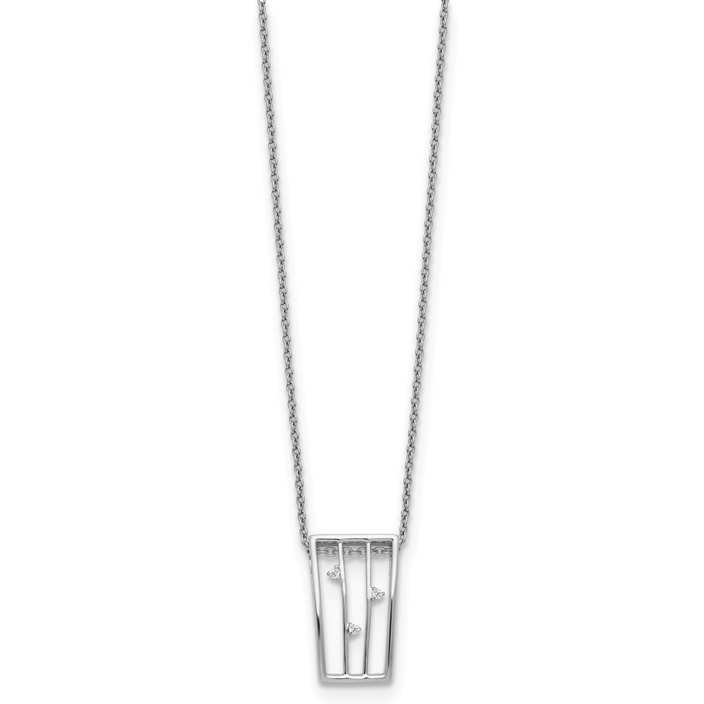 Sterling Silver White Ice Rhodium-Plated 18 Inch Diamond Necklace With 2 Extender