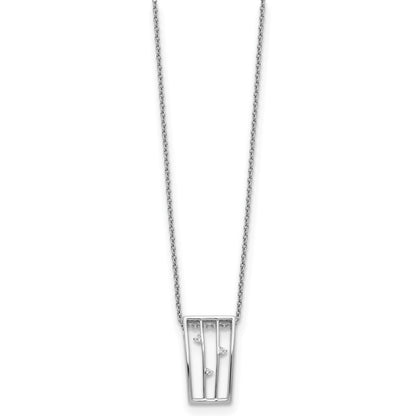 Sterling Silver White Ice Rhodium-Plated 18 Inch Diamond Necklace With 2 Extender