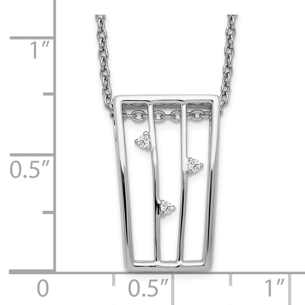Sterling Silver White Ice Rhodium-Plated 18 Inch Diamond Necklace With 2 Extender