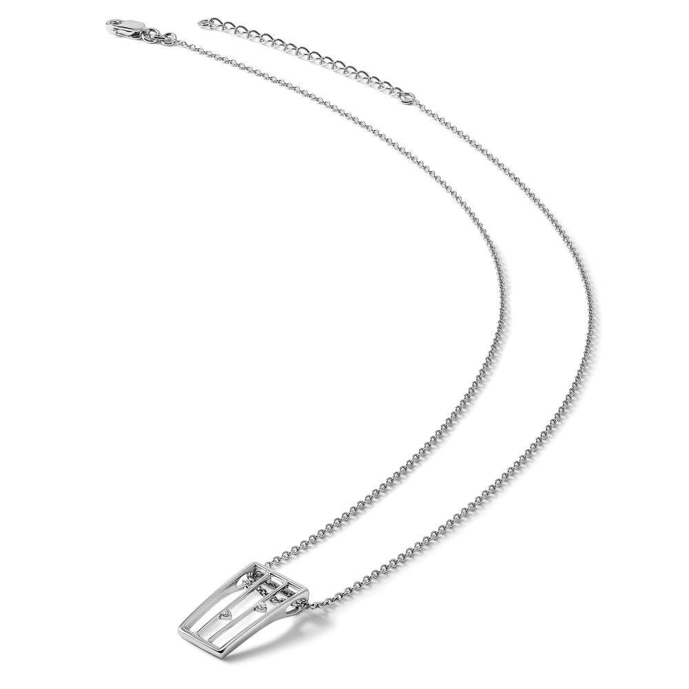 Sterling Silver White Ice Rhodium-Plated 18 Inch Diamond Necklace With 2 Extender