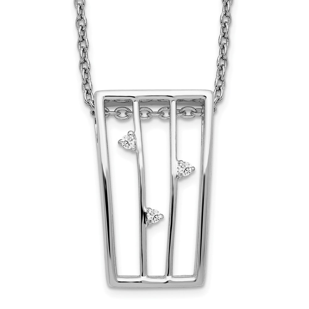 Sterling Silver White Ice Rhodium-Plated 18 Inch Diamond Necklace With 2 Extender