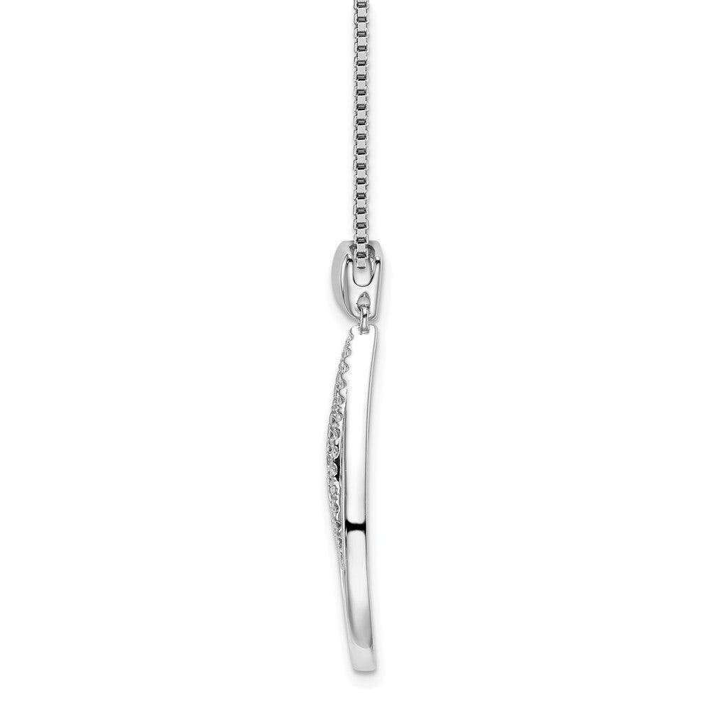 Sterling Silver White Ice Rhodium-Plated 18 Inch Diamond Fancy Teardrop Necklace With 2 Extender