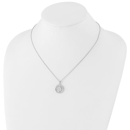 Sterling Silver White Ice Rhodium-Plated 18 Inch Diamond Letter C Initial Necklace With 2 Extender