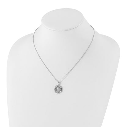 Sterling Silver White Ice Rhodium-Plated 18 Inch Diamond Letter E Initial Necklace With 2 Extender