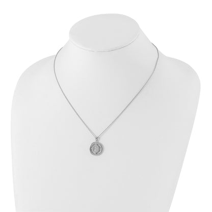 Sterling Silver White Ice Rhodium-Plated 18 Inch Diamond Letter F Initial Necklace With 2 Extender
