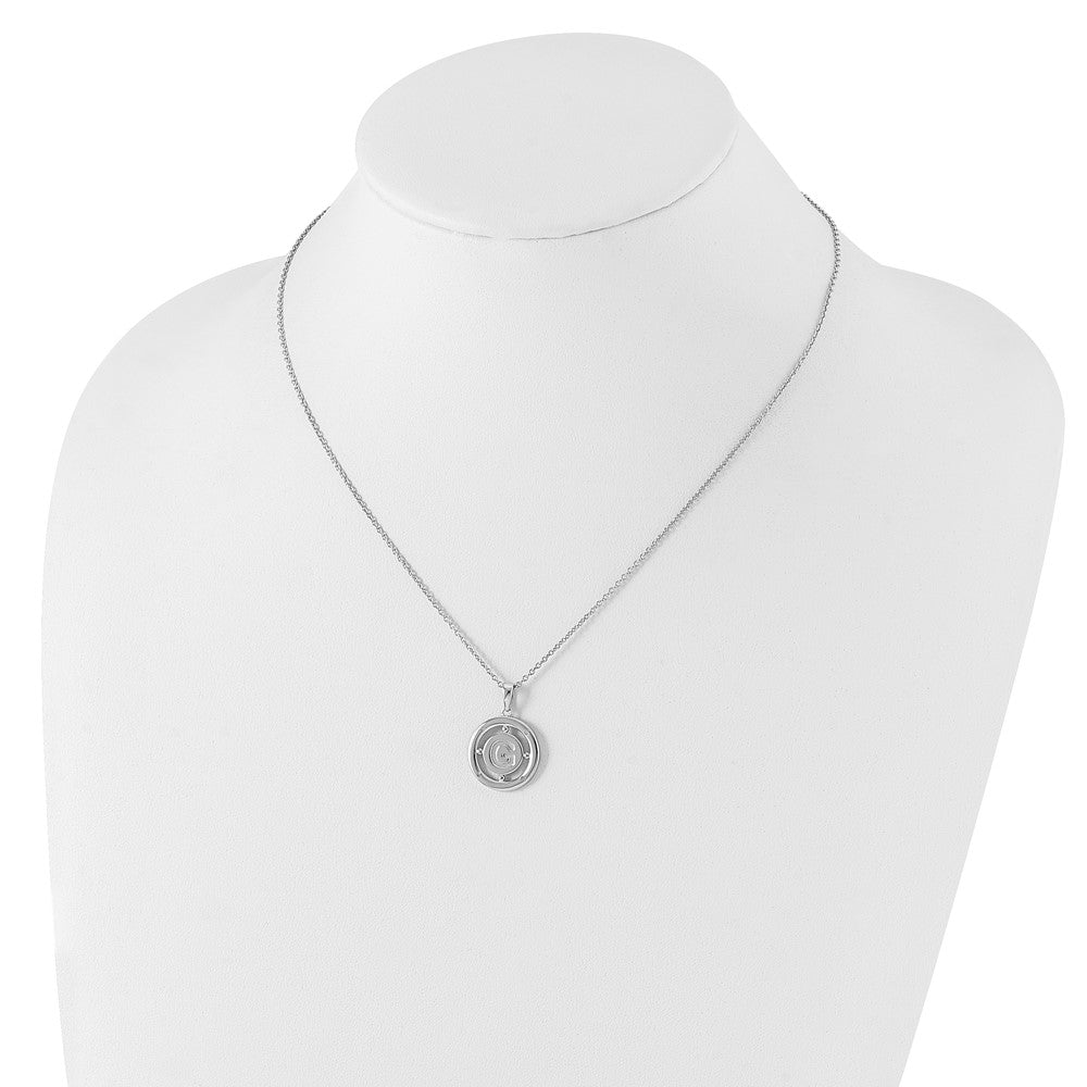 Sterling Silver White Ice Rhodium-Plated 18 Inch Diamond Letter G Initial Necklace With 2 Extender