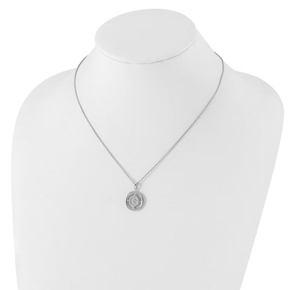 Sterling Silver White Ice Rhodium-Plated 18 Inch Diamond Letter G Initial Necklace With 2 Extender