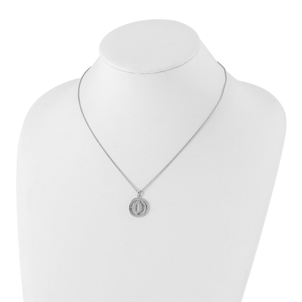 Sterling Silver White Ice Rhodium-Plated 18 Inch Diamond Letter I Initial Necklace With 2 Extender