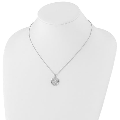 Sterling Silver White Ice Rhodium-Plated 18 Inch Diamond Letter K Initial Necklace With 2 Extender