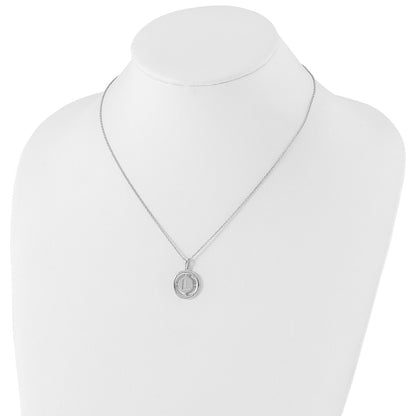 Sterling Silver White Ice Rhodium-Plated 18 Inch Diamond Letter L Initial Necklace With 2 Extender