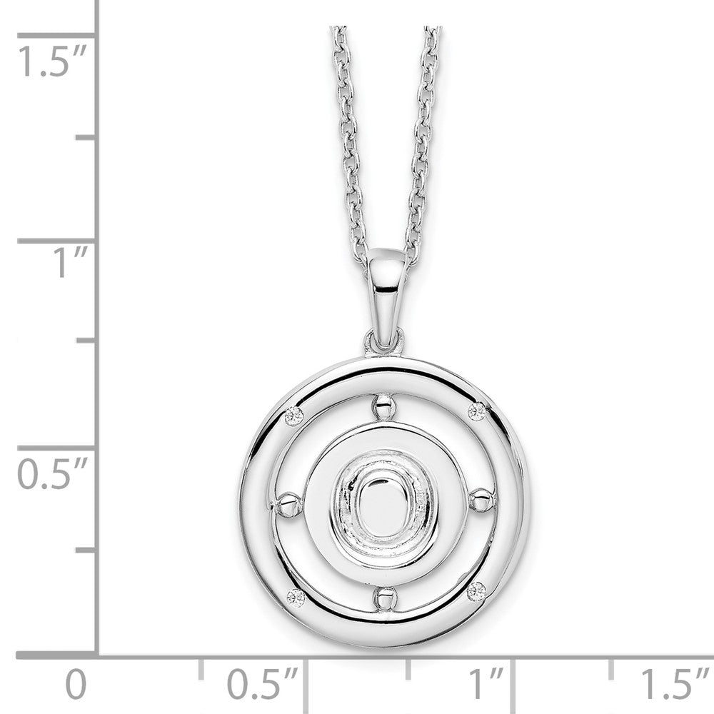 Sterling Silver White Ice Rhodium-Plated 18 Inch Diamond Letter O Initial Necklace With 2 Extender