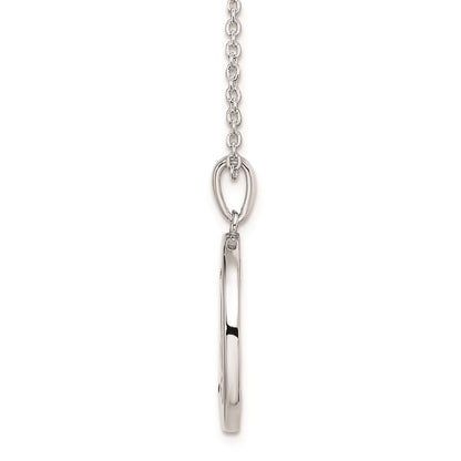 Sterling Silver White Ice Rhodium-Plated 18 Inch Diamond Letter P Initial Necklace With 2 Extender