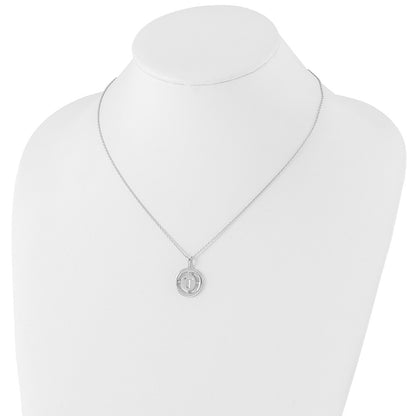 Sterling Silver White Ice Rhodium-Plated 18 Inch Diamond Letter T Initial Necklace With 2 Extender