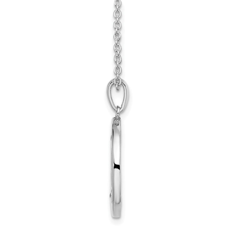 Sterling Silver White Ice Rhodium-Plated 18 Inch Diamond Letter W Initial Necklace With 2 Extender