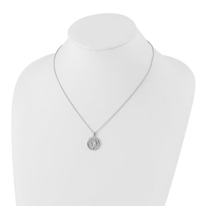 Sterling Silver White Ice Rhodium-Plated 18 Inch Diamond Letter Y Initial Necklace With 2 Extender