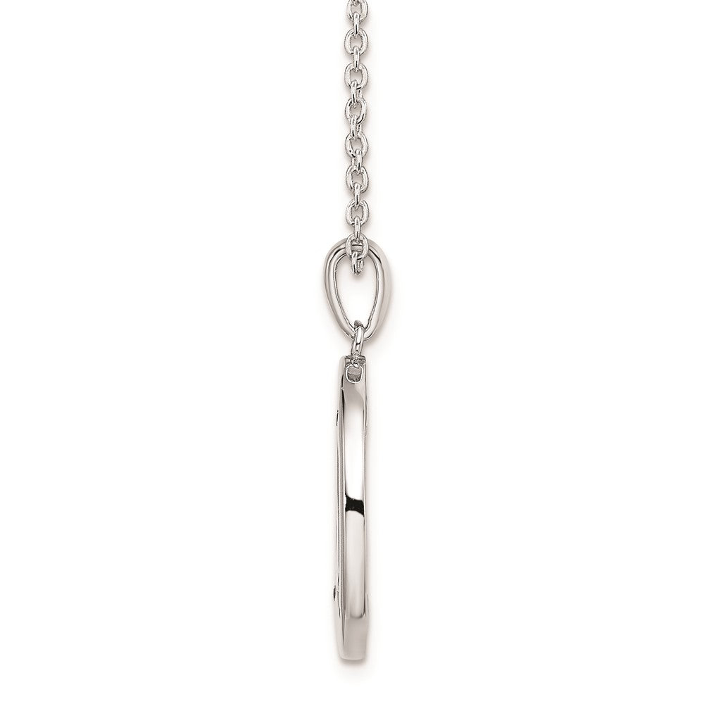 Sterling Silver White Ice Rhodium-Plated 18 Inch Diamond Letter Y Initial Necklace With 2 Extender