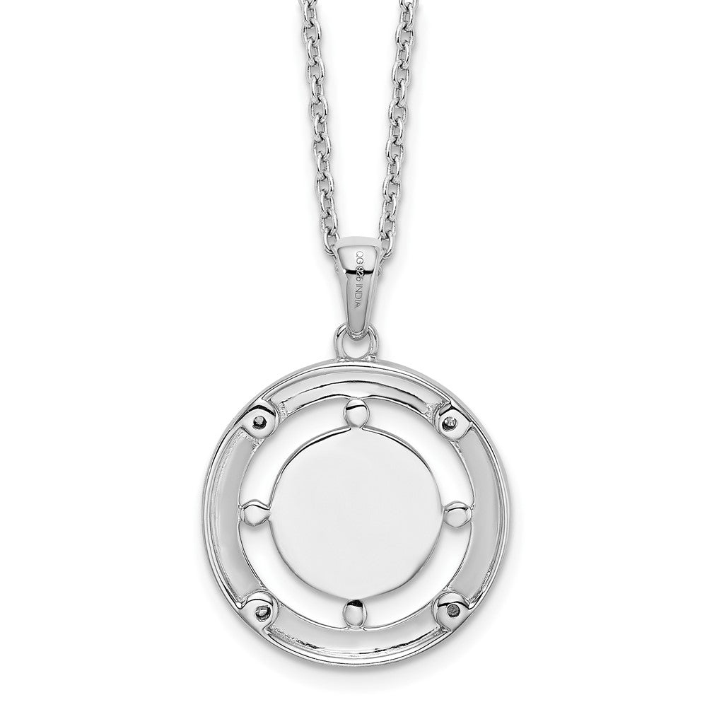 Sterling Silver White Ice Rhodium-Plated 18 Inch Diamond Letter Z Initial Necklace With 2 Extender