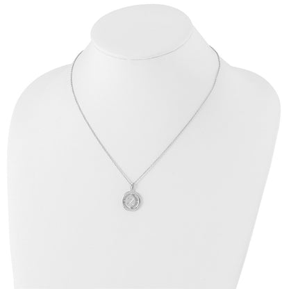 Sterling Silver White Ice Rhodium-Plated 18 Inch Diamond Letter Z Initial Necklace With 2 Extender