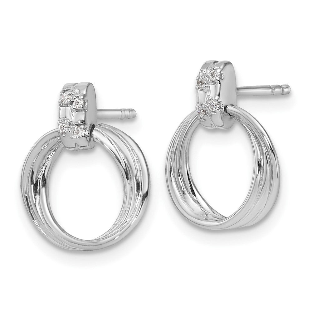 Sterling Silver White Ice Rhodium-Plated Diamond Post Dangle Earrings