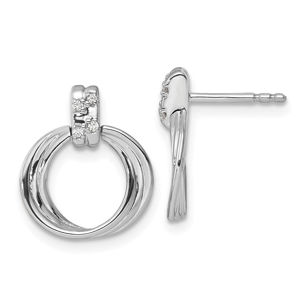 Sterling Silver White Ice Rhodium-Plated Diamond Post Dangle Earrings