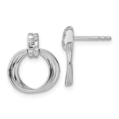 Sterling Silver White Ice Rhodium-Plated Diamond Post Dangle Earrings