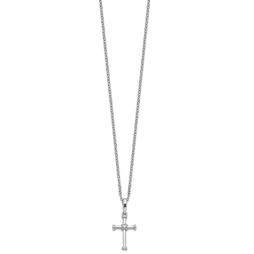 Sterling Silver White Ice Rhodium-Plated Diamond Cross Necklace